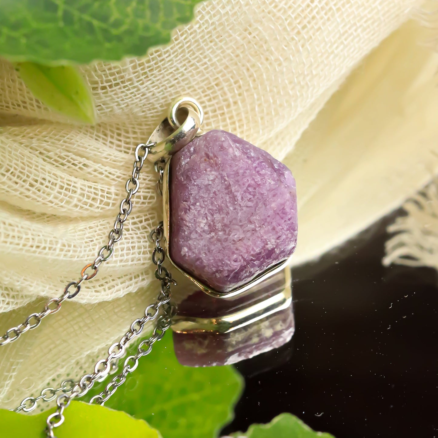 MantraMani® African Ruby Crystal Silver Pendant