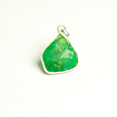 MantraMani® Emerald Raw Crystal Silver Pendant