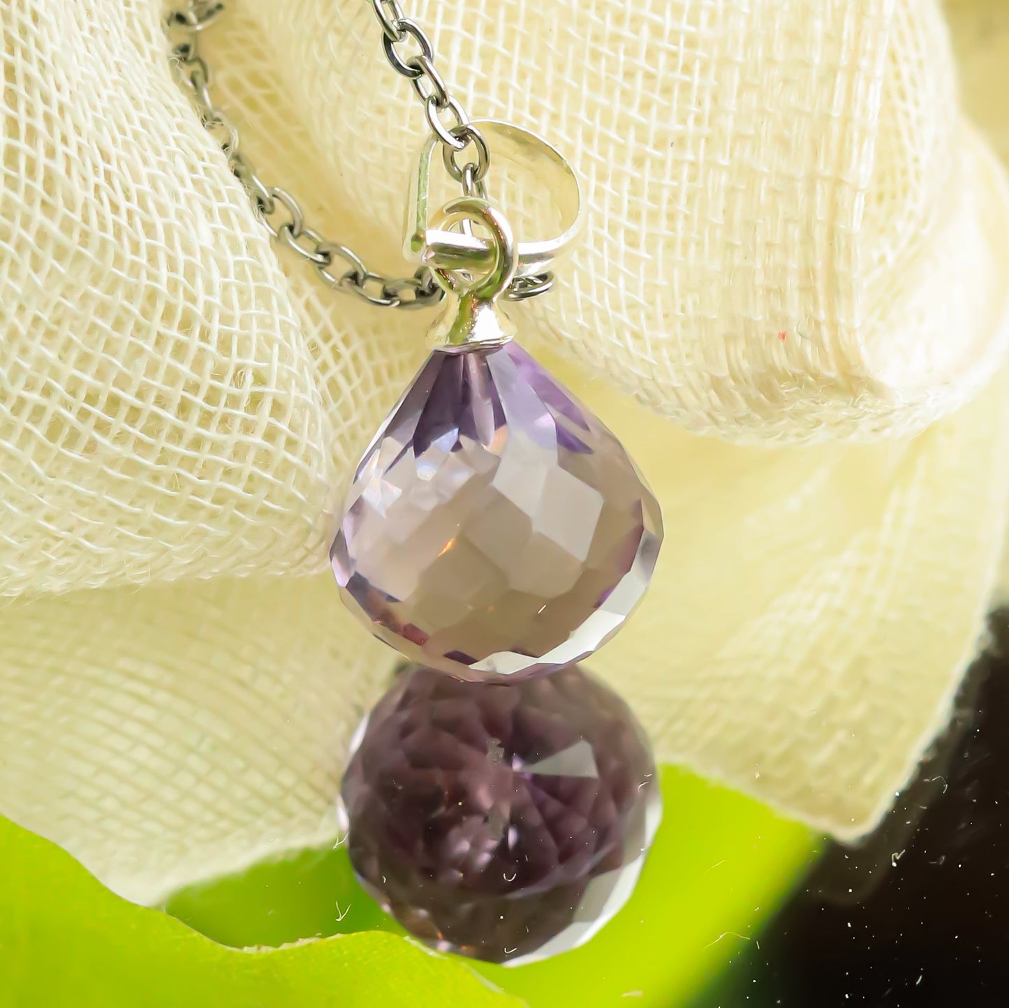 MantraMani Amethyst Crystal Silver Pendant