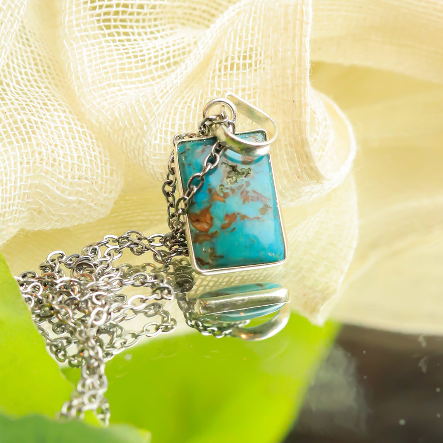 MantraMani® Chrysocolla Crystal Silver Pendant