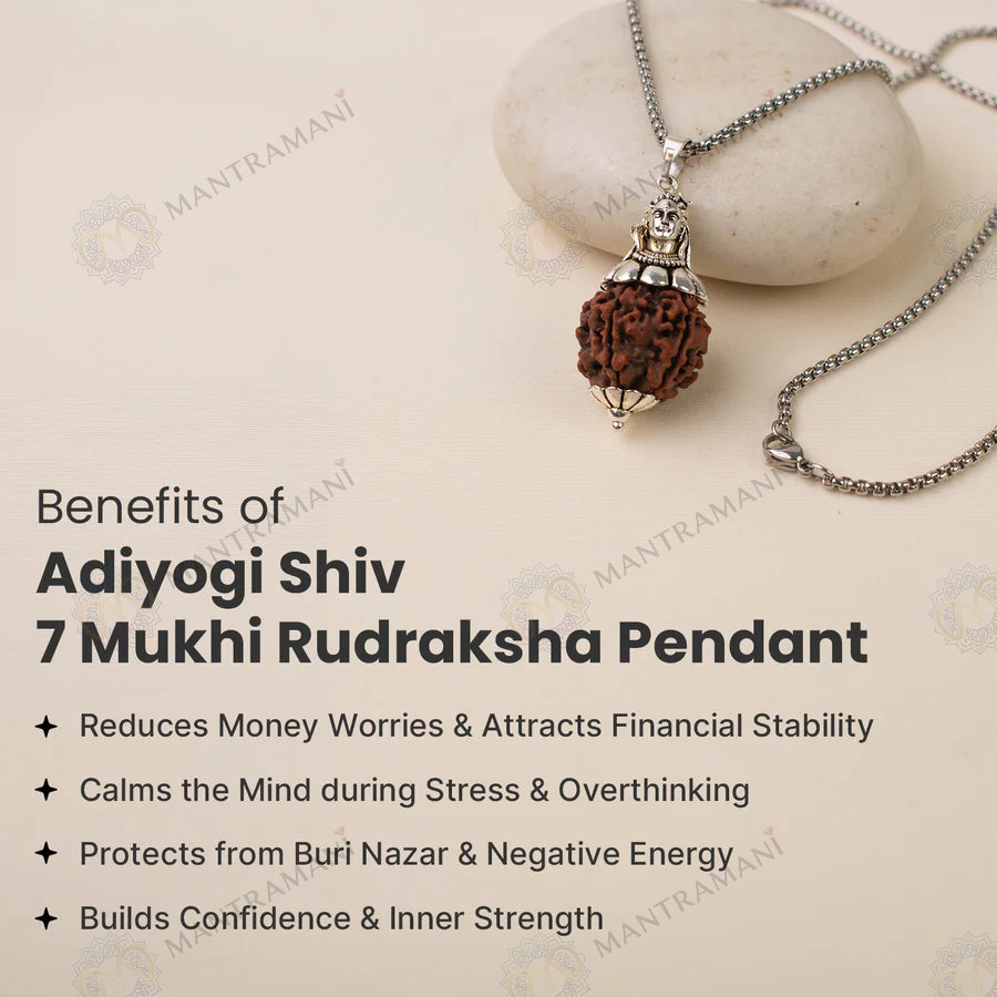 MantraMani® Adiyogi Shiv 7 Mukhi Rudraksha Pendant