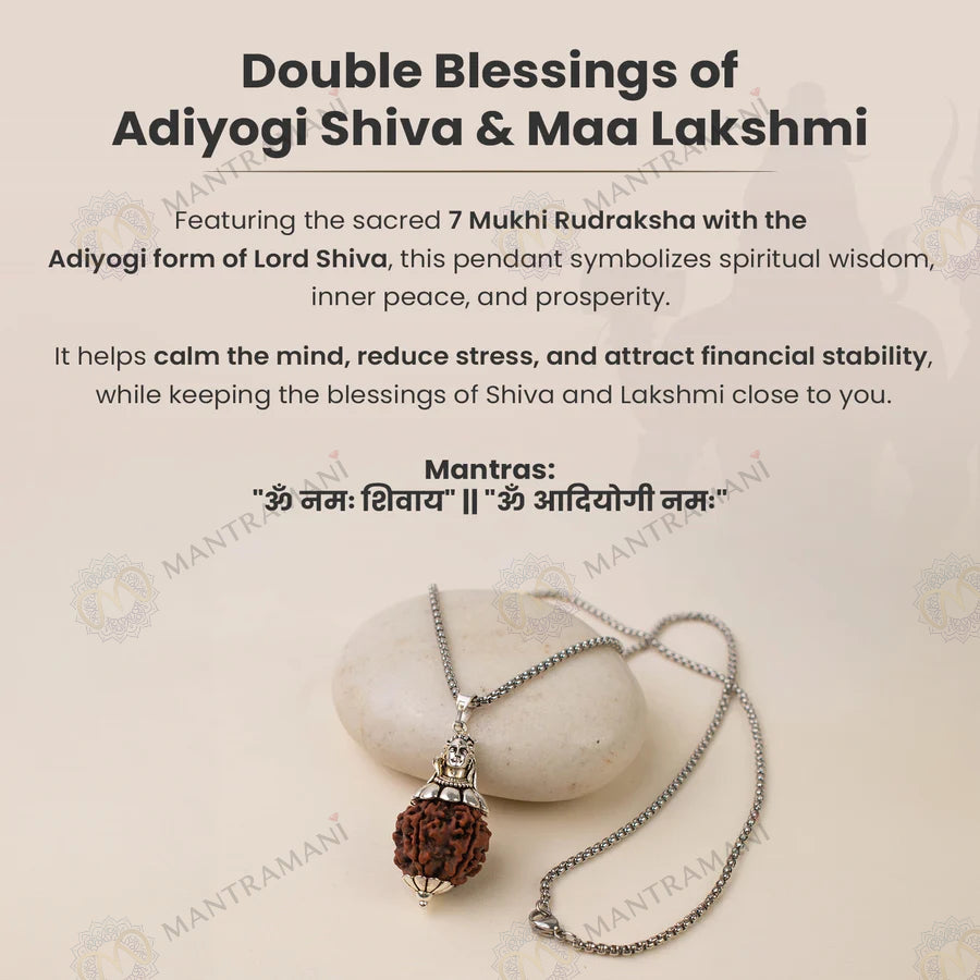 MantraMani® Adiyogi Shiv 7 Mukhi Rudraksha Pendant