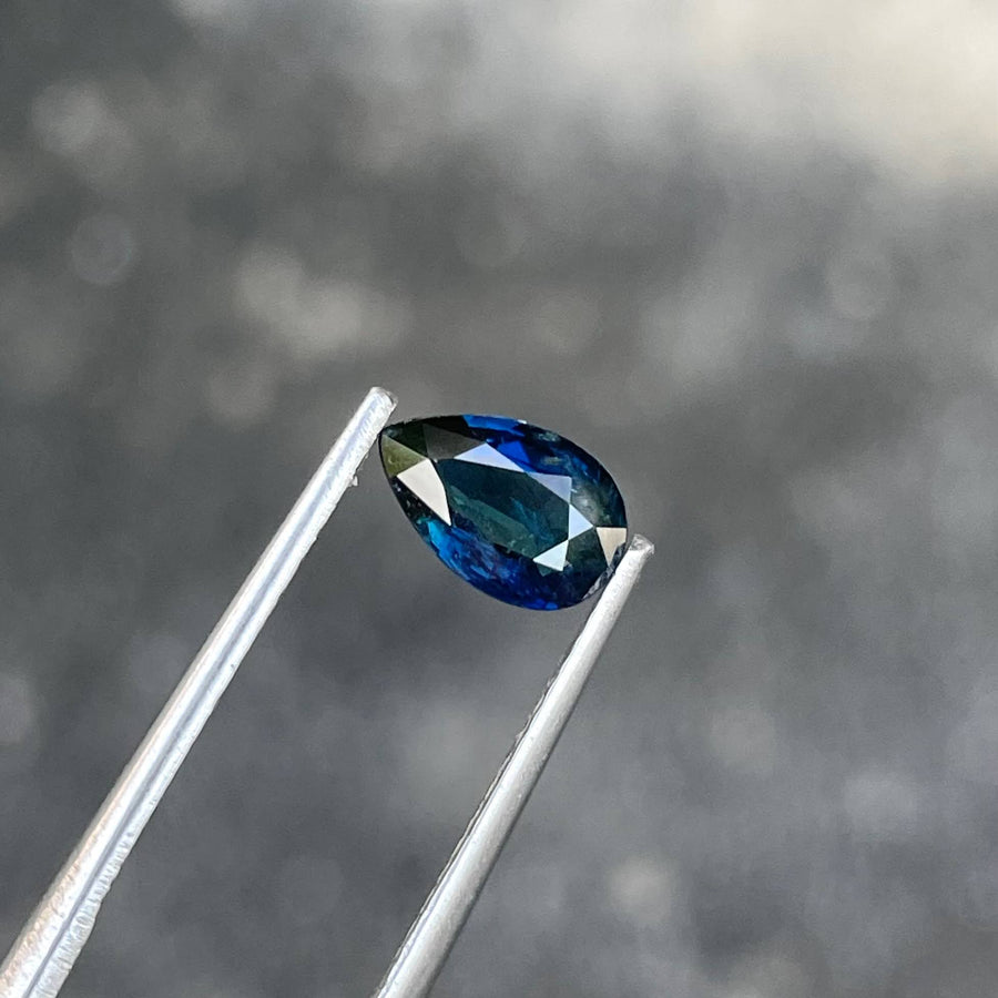 MantraMani® 1.08 Carat Blue Sapphire Pear Cut Natural Loose Gemstone