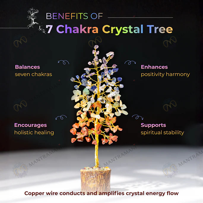 MantraMani® 7 Chakra Crystal Tree – Balance, Healing & Positive Energy