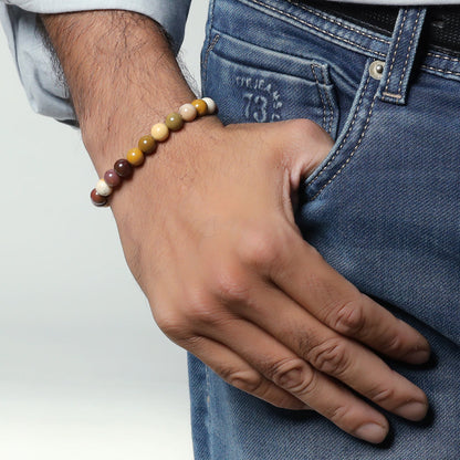 MantraMani® Certified Mookaite 8mm Natural Stone Bracelet — Adventure • Grounding • Decision Power | 100% Natural Stone
