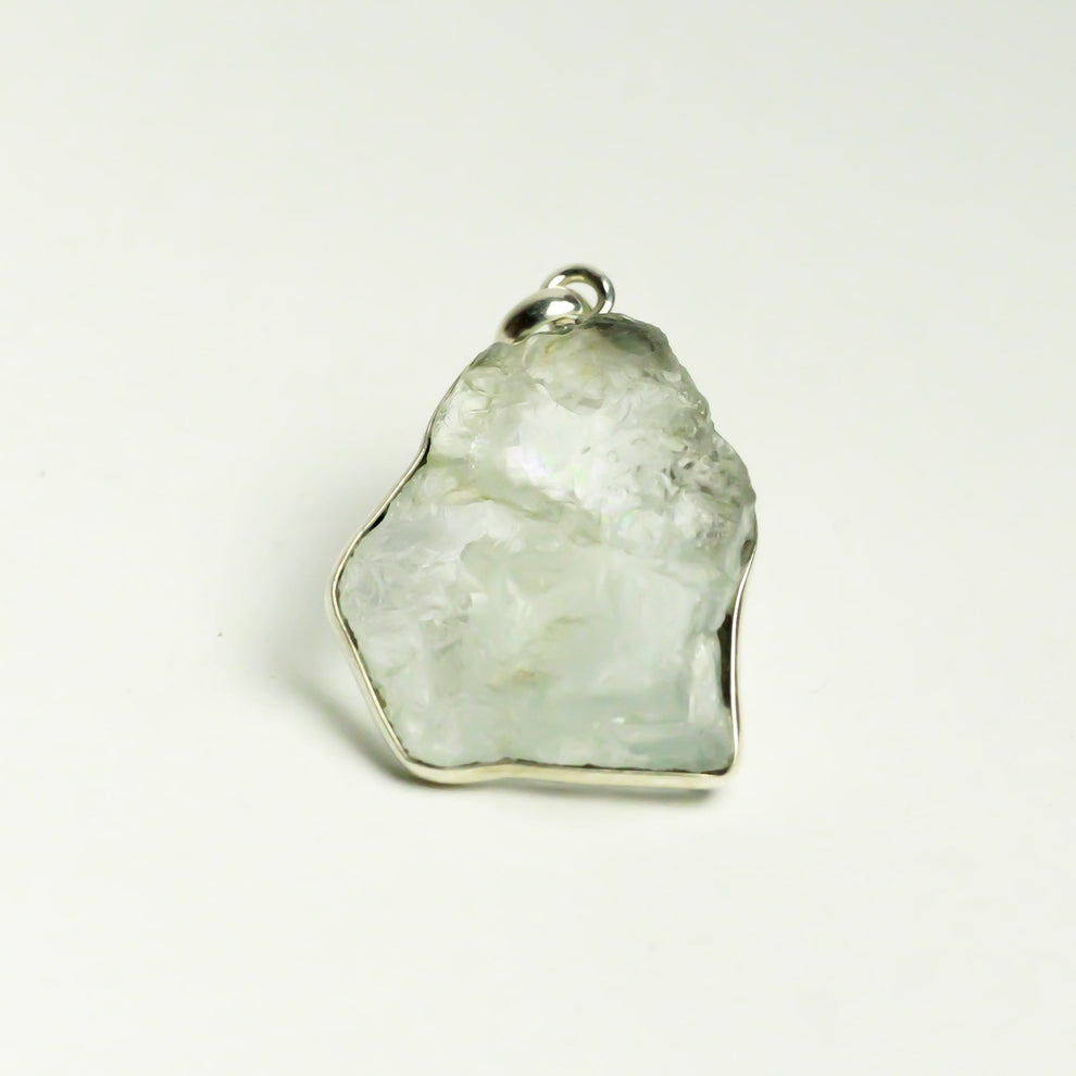 MantraMani® Aquamarine Crystal Silver Pendant