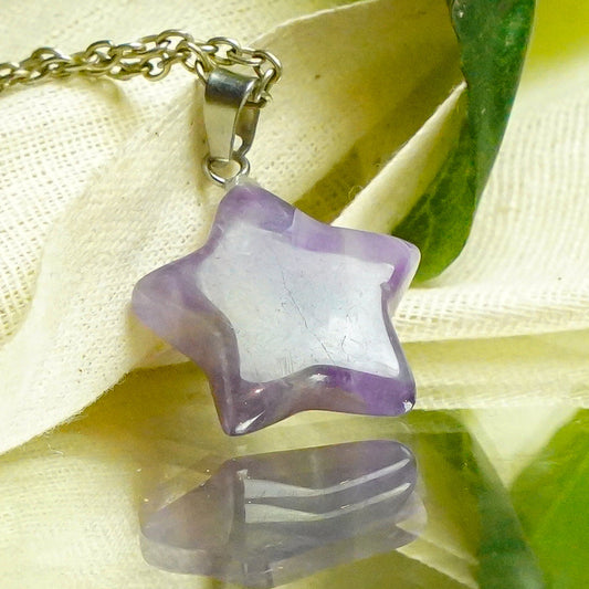 MantraMani Amethyst Crystal Star Pendant - MantraMani® Authentic Vedic Gemstone