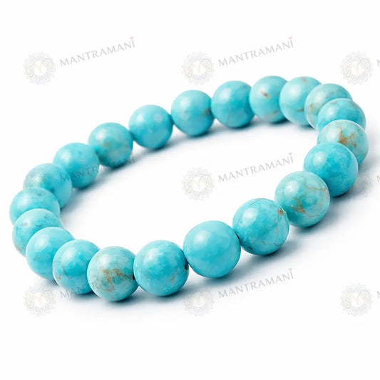 MantraMani® Firoza Turquoise Bracelet — Success Activation • Mental Calm • Aura Protection | Certified Natural Stone - MantraMani® Authentic Vedic Gemstone