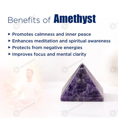 MantraMani® Amethyst Crystal Pyramid – Natural Healing Crystal Pyramid for Calm, Meditation