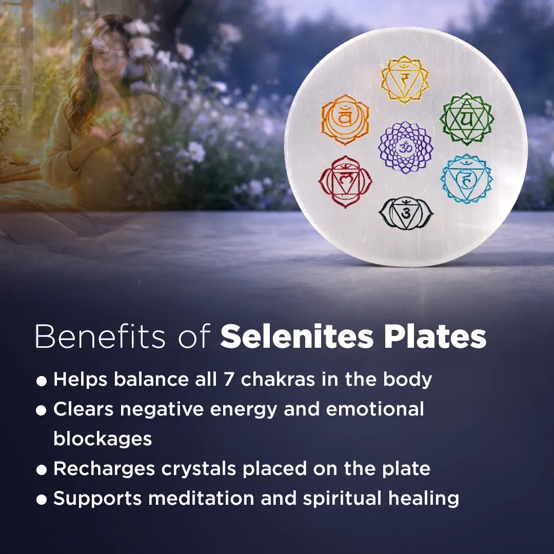 MantraMani® SELENITE (Chandramani) – Plate | Cleansing, Charging other crystals,
