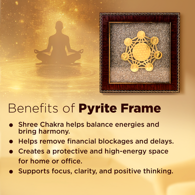 MantraMani® Shree Chakra Raw Pyrite Frame - Wealth & Abundance Energy Frame
