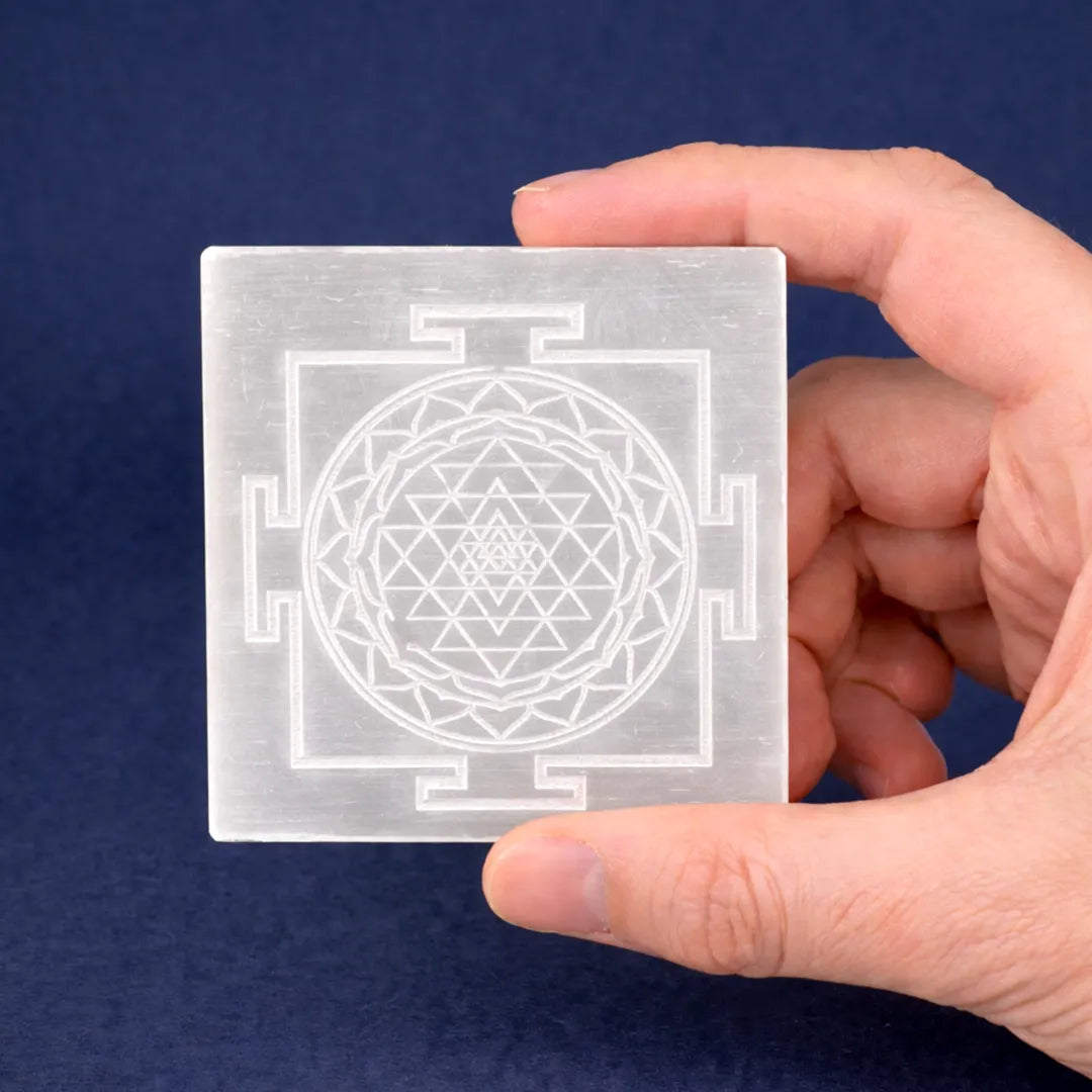 MantraMani® SELENITE (Chandramani) – Yantra & Plate | Cleansing, Charging other