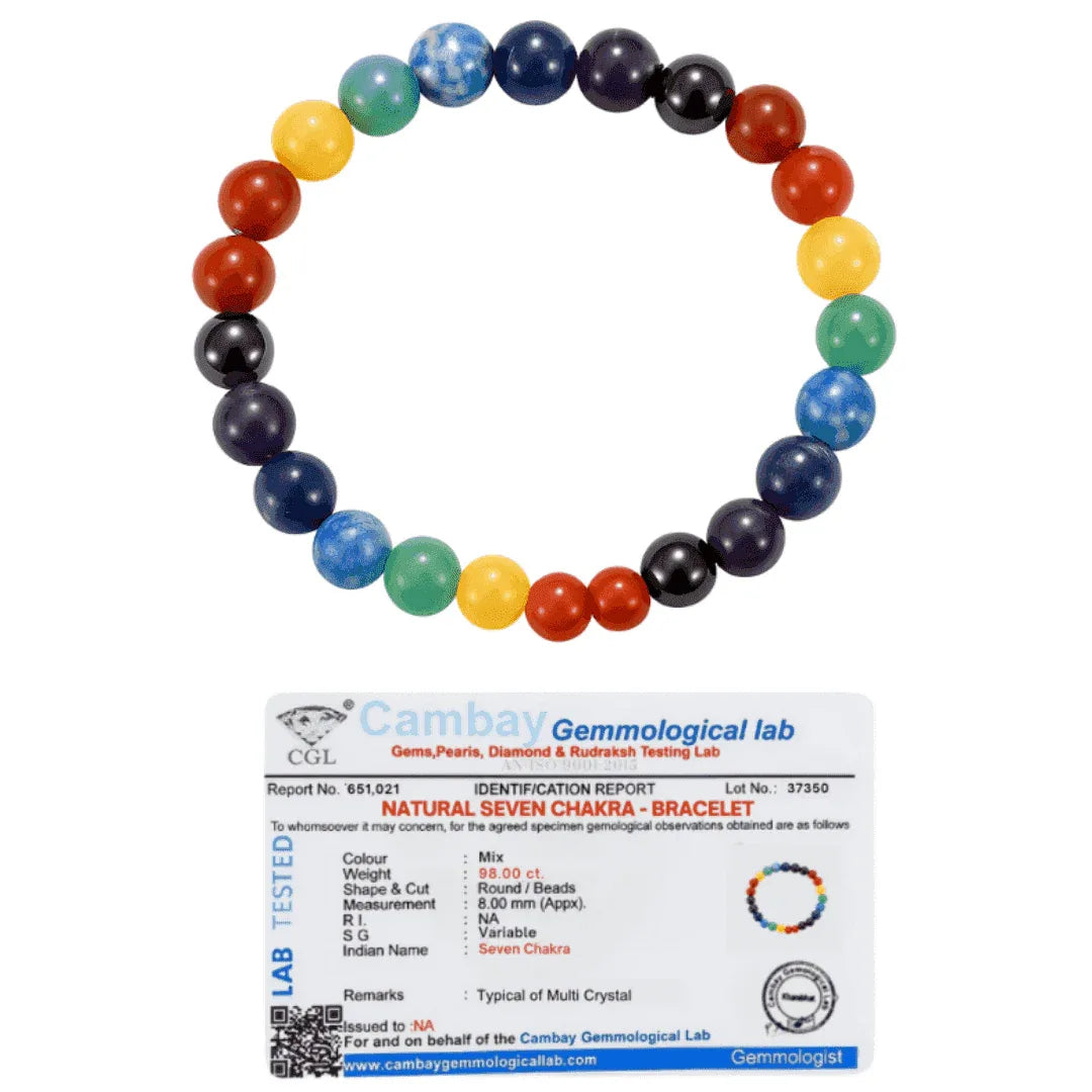 MantraMani® Lava Stone with 7 Chakra Bracelet (Elastic) — Full Chakra Balance • Energy Alignment • Holistic Healing | Certified Natural Stone
