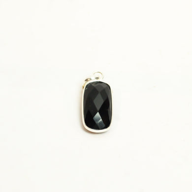 MantraMani® Black Onyx Crystal Square Silver Pendant