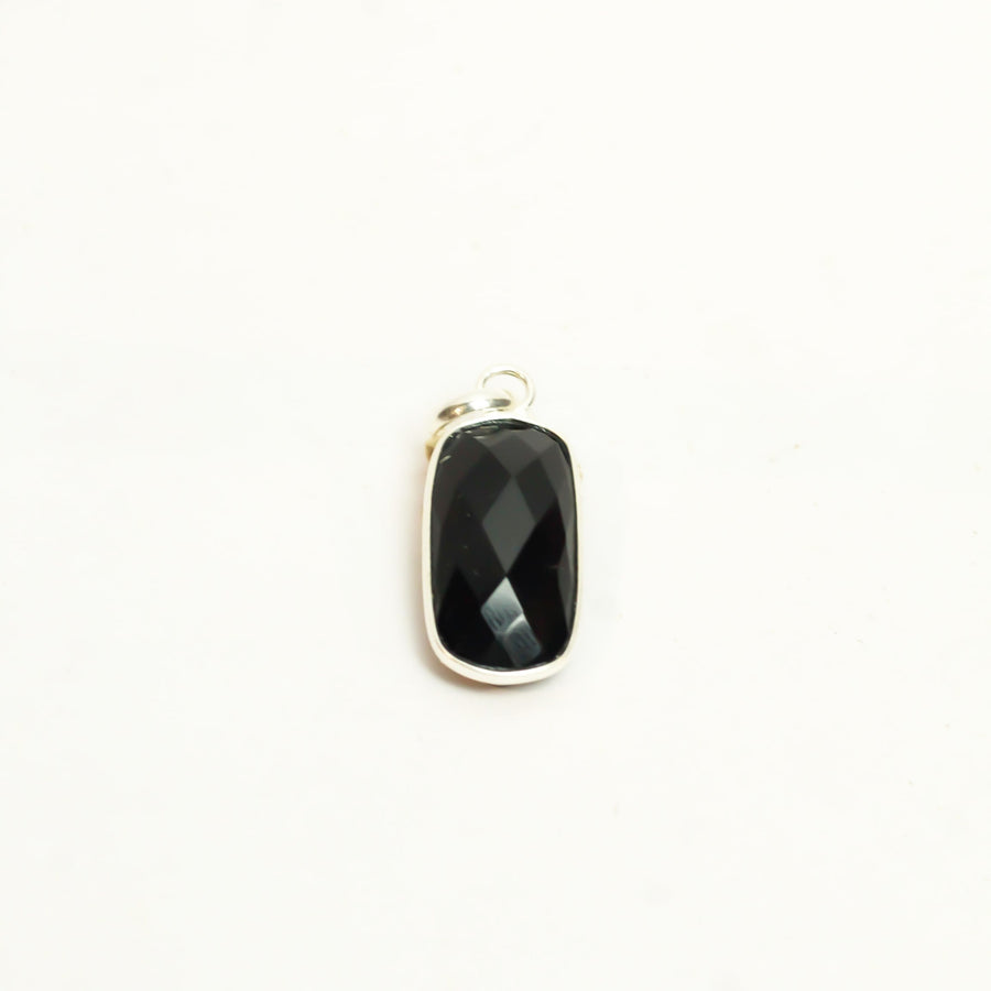 MantraMani® Black Onyx Crystal Square Silver Pendant