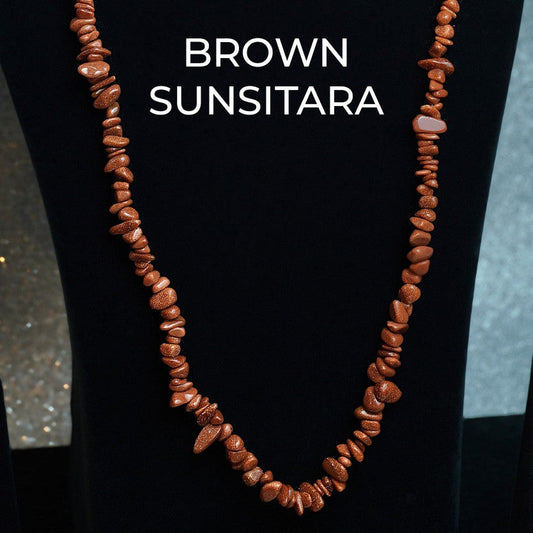 MantraMani® Brown Sunsitara Chips Mala - MantraMani® Authentic Vedic Gemstone