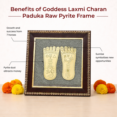 MantraMani® Raw Pyrite Frame with Goddess Laxmi Charan Paduka