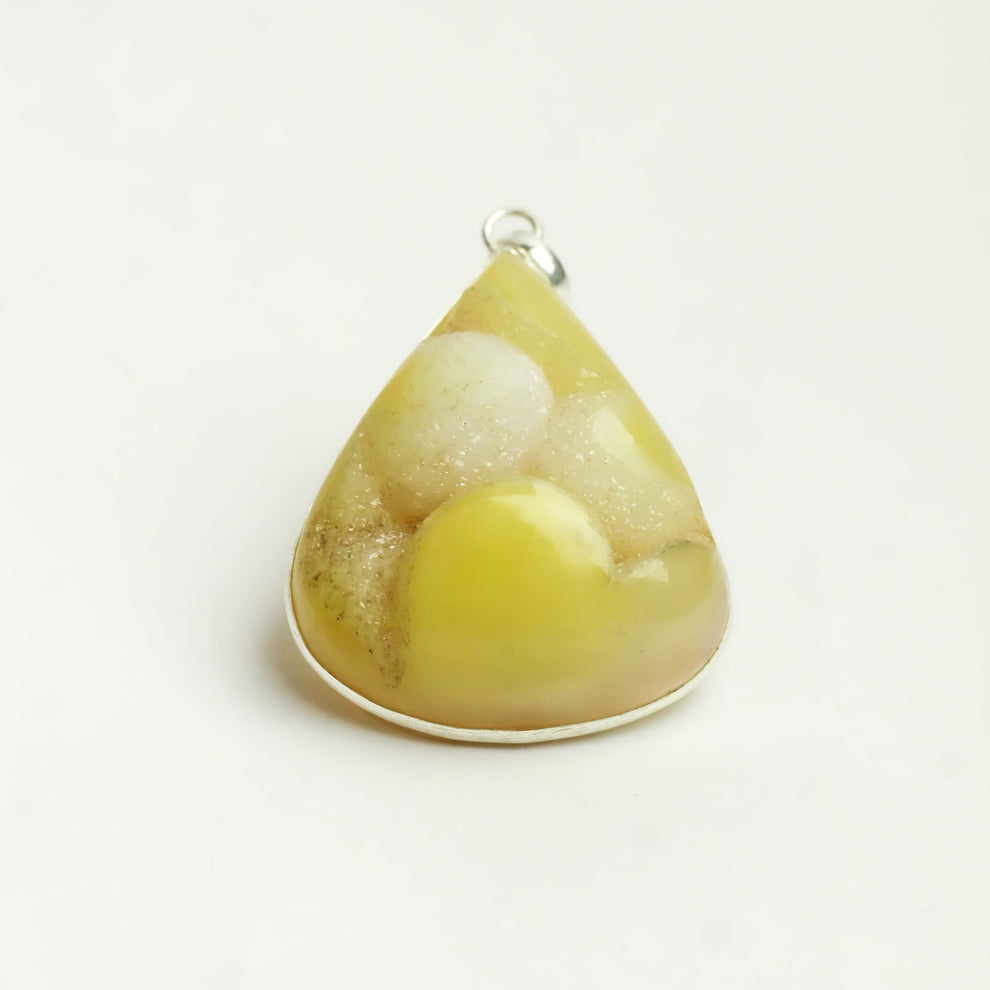MantraMani® Druzy Agate Crystal Silver Pendant