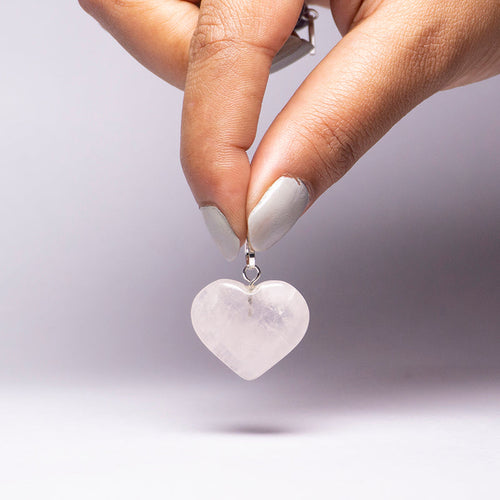 MantraMani® Rose Quartz Crystal Heart Pendant | Love, Self-Love & Heart Chakra Healing Jewelry