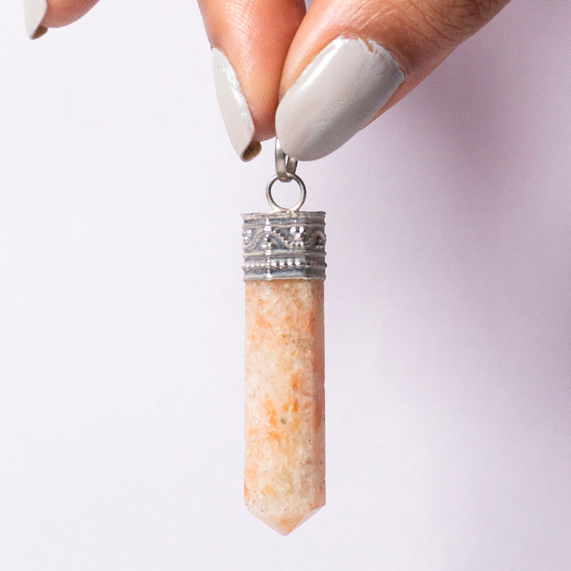 MantraMani® Sunstone Crystal Point Pendant