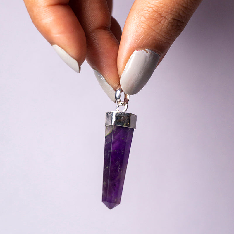 MantraMani® Amethyst Crystal Point Pendant
