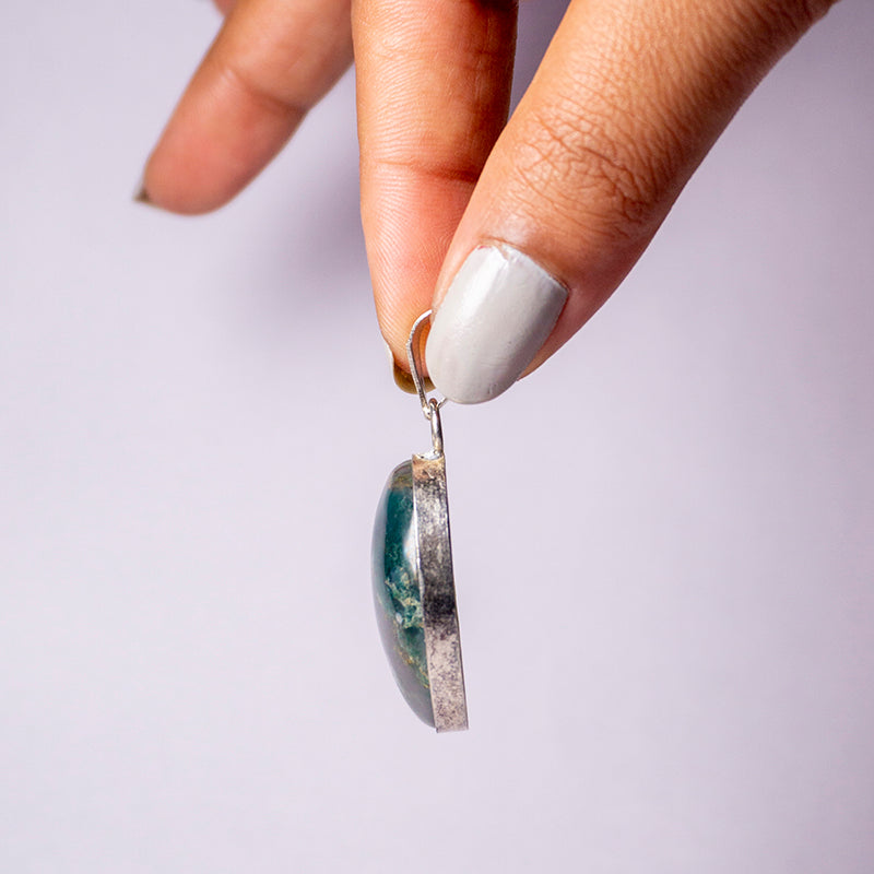 MantraMani® Moss Agate Crystal Oval Pendant