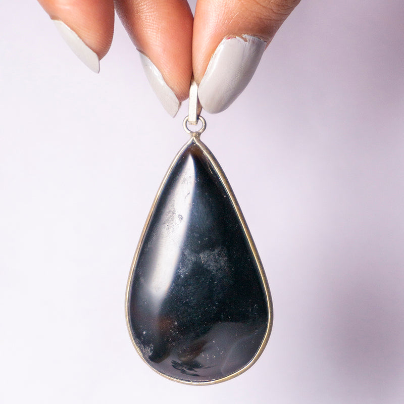 MantraMani® Black Onyx Crystal Teardrop Pendant