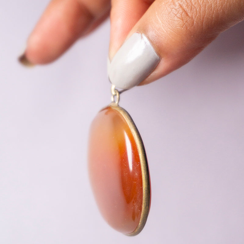 MantraMani® Carnelian Crystal Oval Pendant