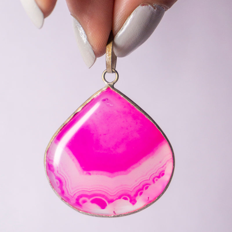 MantraMani® Pink Onyx Crystal Teardrop Pendant