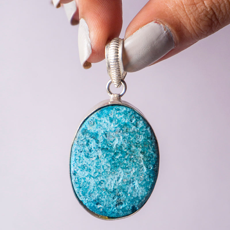 MantraMani® Synthetic Turquoise Crystal Oval Pendant