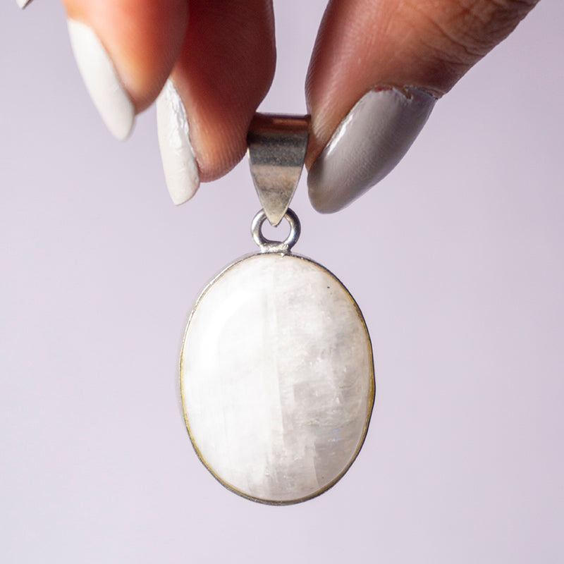 MantraMani® Moonstone Crystal Pendant | Natural Gemstone Necklace for Intuition, Balance & Spiritual Jewelry