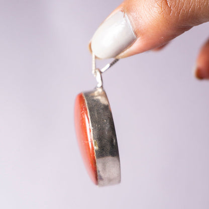 MantraMani Red Tiger's Eye Crystal Round Pendant