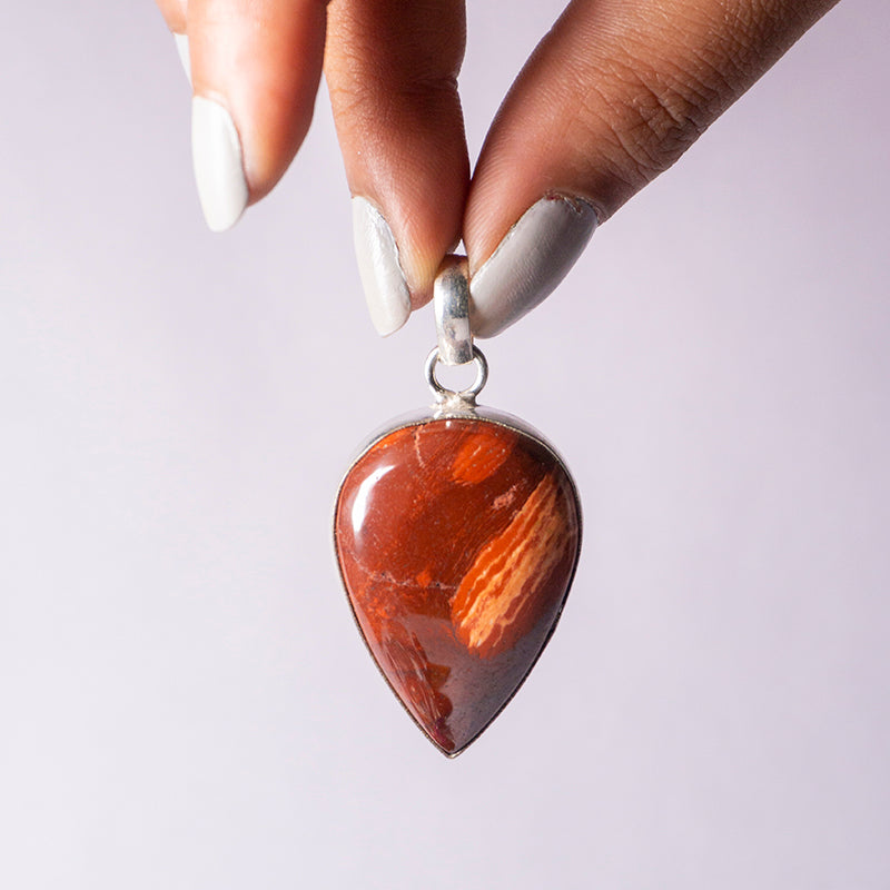 MantraMani Red Tiger's Eye Crystal Tear Drop Pendant