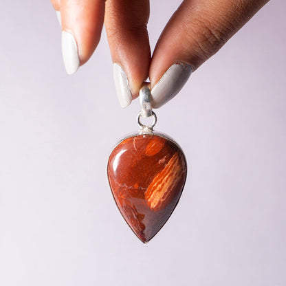 MantraMani Red Tiger's Eye Crystal Tear Drop Pendant