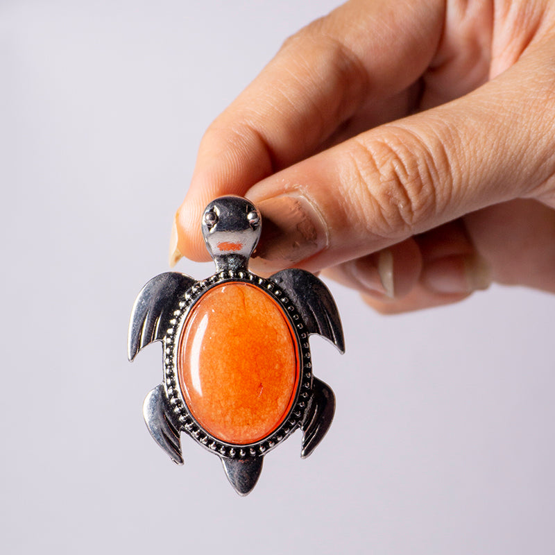 MantraMani® Carnelian Crystal Turtle Pendant