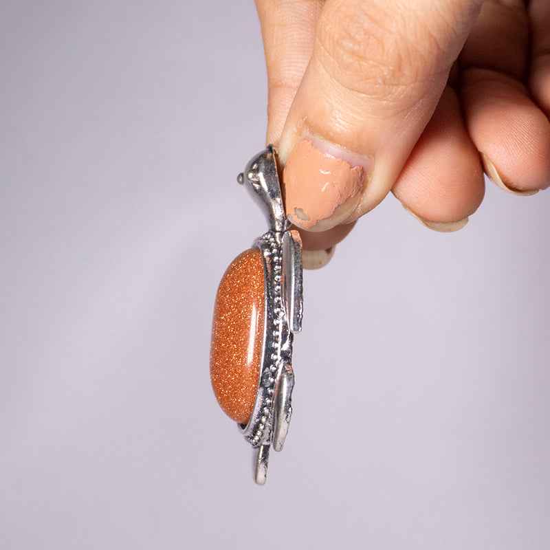 MantraMani® Goldstone Crystal Turtle Pendant