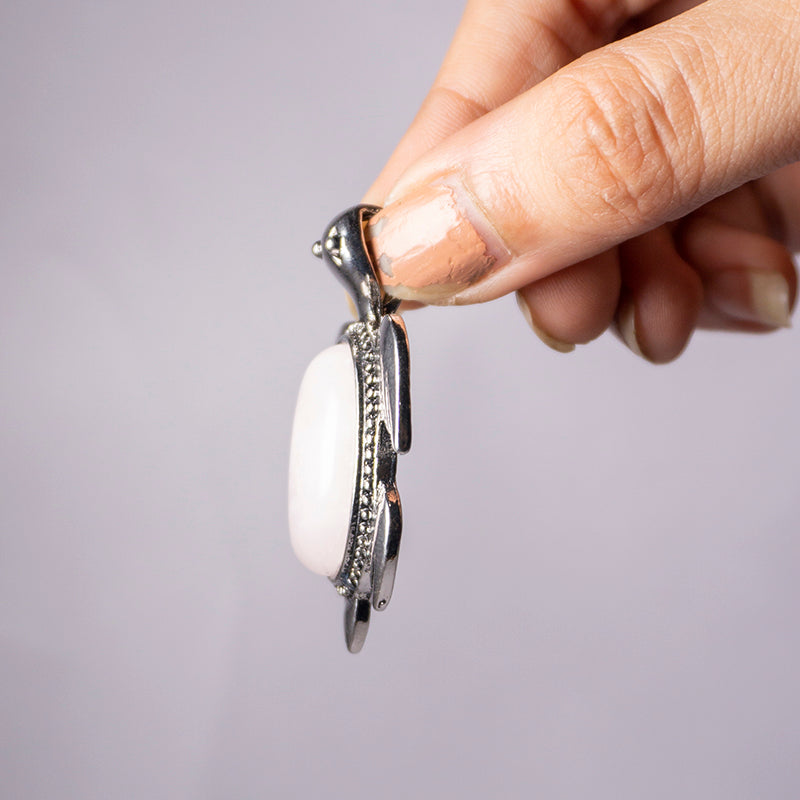 MantraMani Rose Quartz Crystal Turtle Pendant