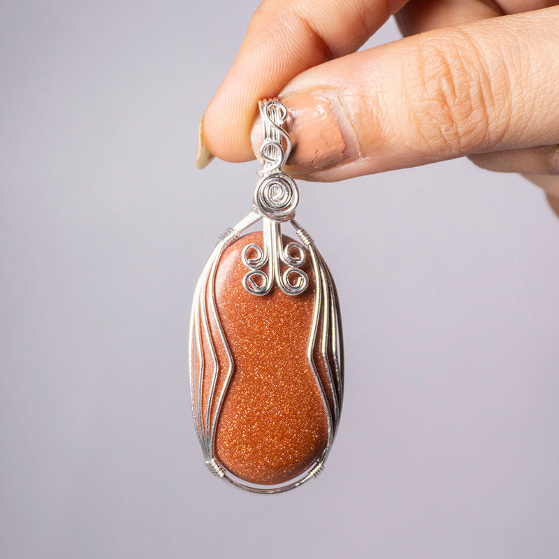 MantraMani® Goldstone Crystal Oval Pendant