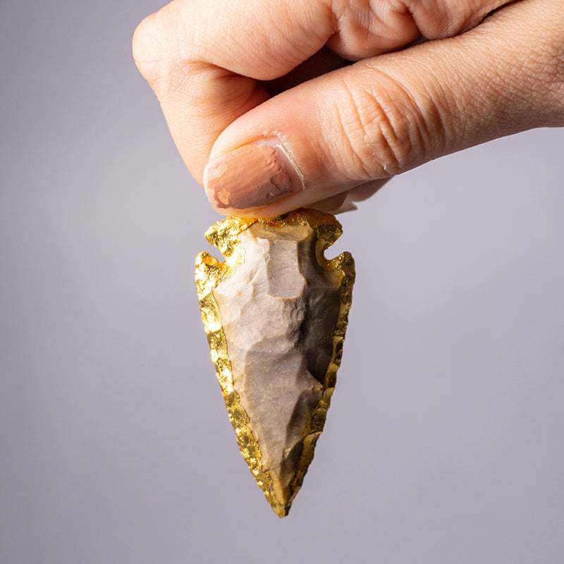 MantraMani® Peach Moonstone Crystal Arrowhead Pendant
