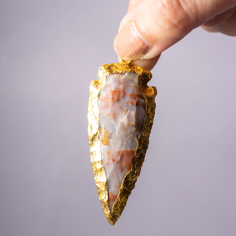 MantraMani® Crazy Lace Agate Crystal Arrowhead Pendant