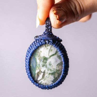 MantraMani® Tree Agate Crystal Crochet Pendant for Pendant