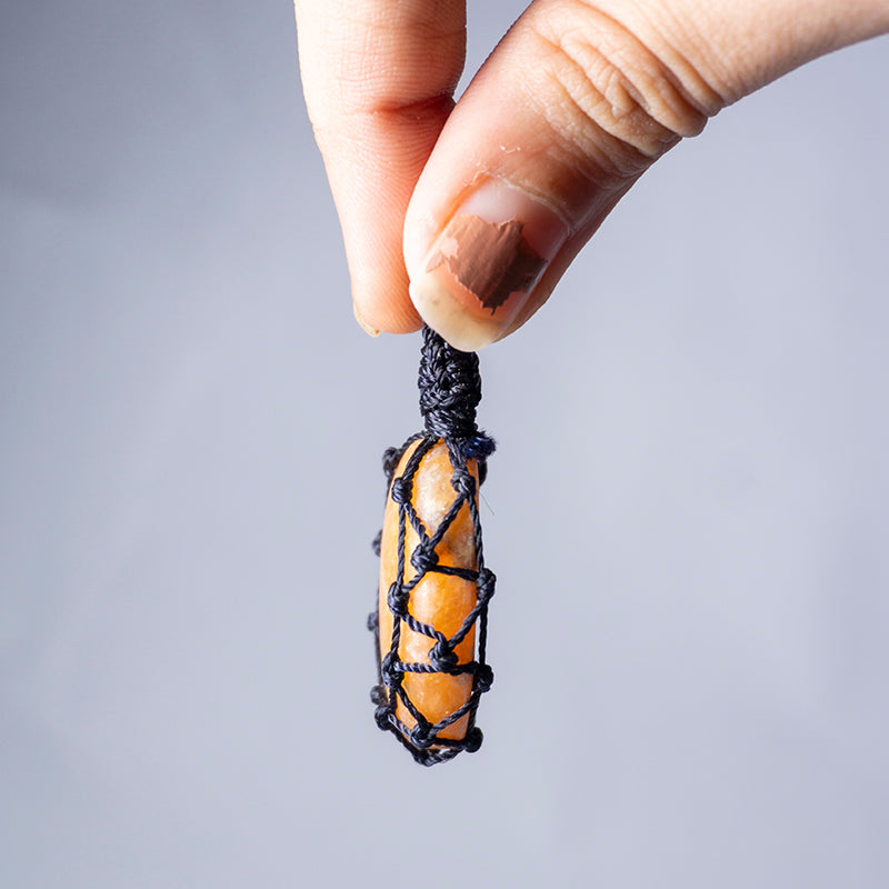 MantraMani® Peach Moonstone Crystal Crochet Pendant