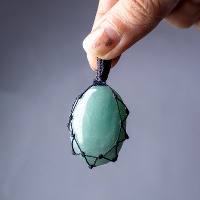 MantraMani® Aqua Onyx Crystal Crochet Pendant