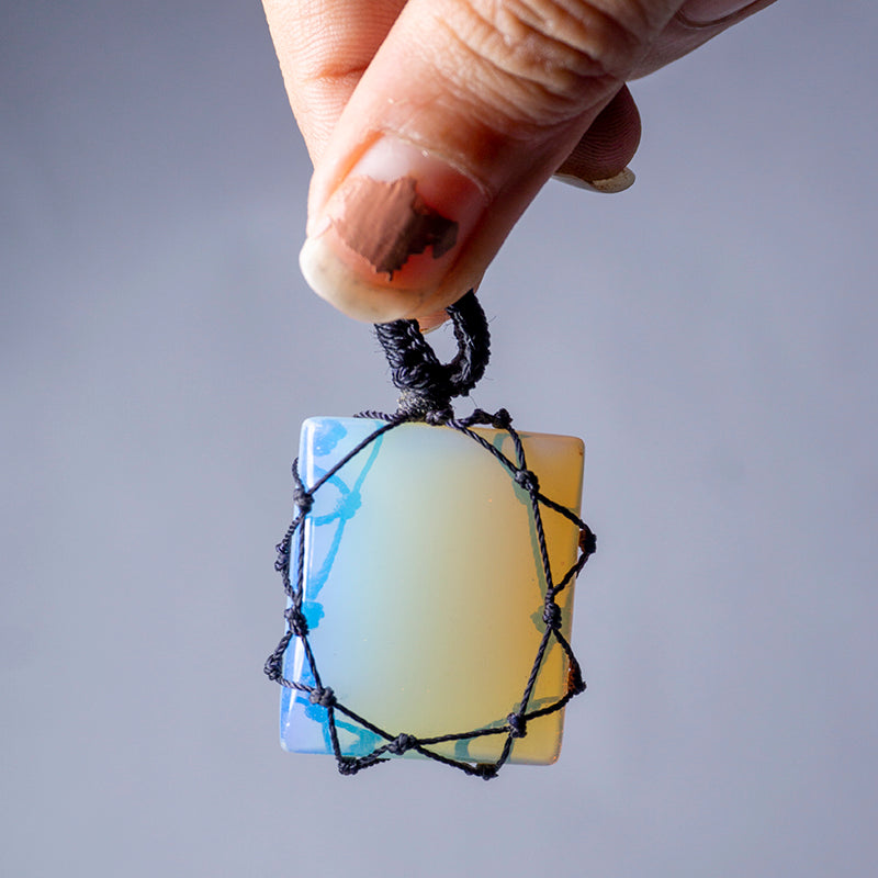 MantraMani® Opalite Crystal Crochet Pendant