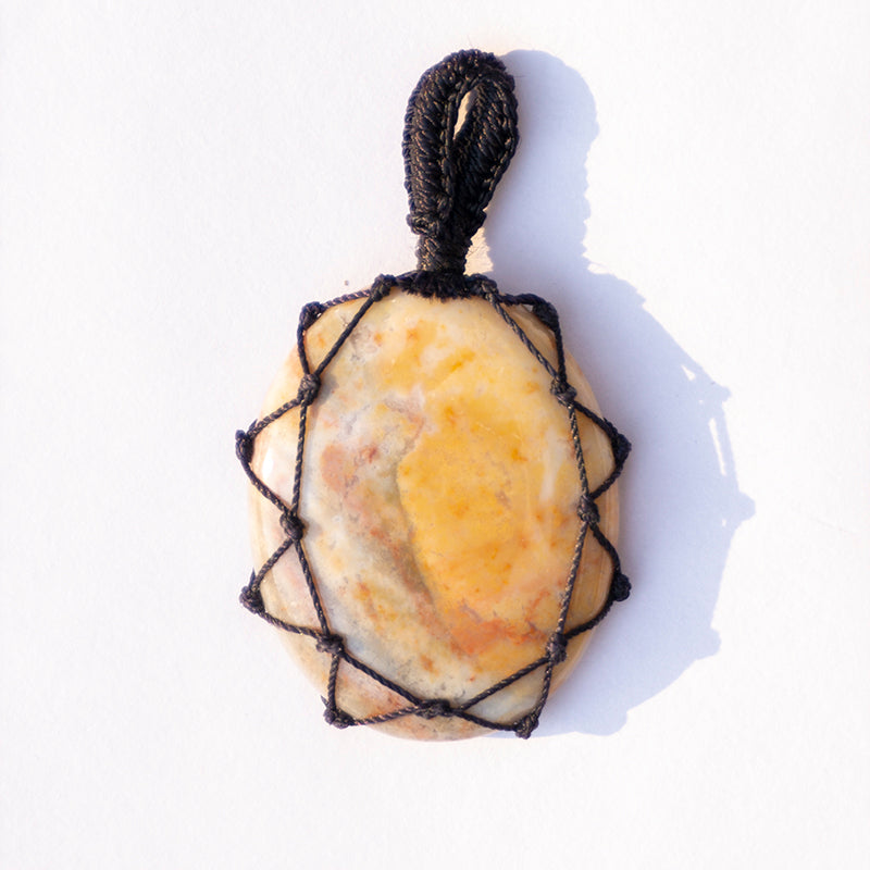 MantraMani® Crazy Lace Agate Crystal Crochet Pendant