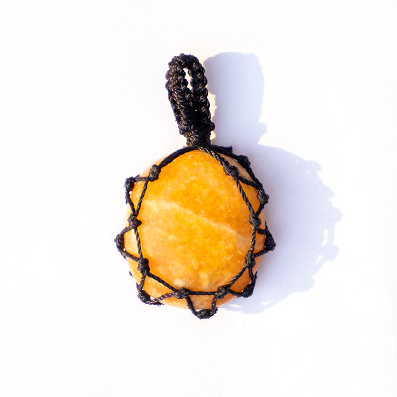 MantraMani® Peach Moonstone Crystal Crochet Pendant