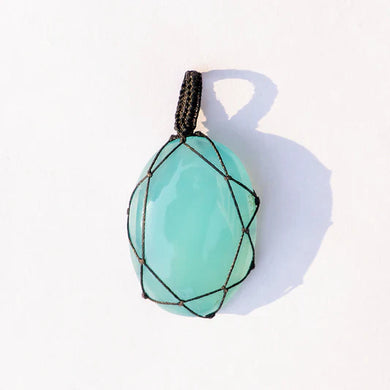 MantraMani® Aqua Onyx Crystal Crochet Pendant