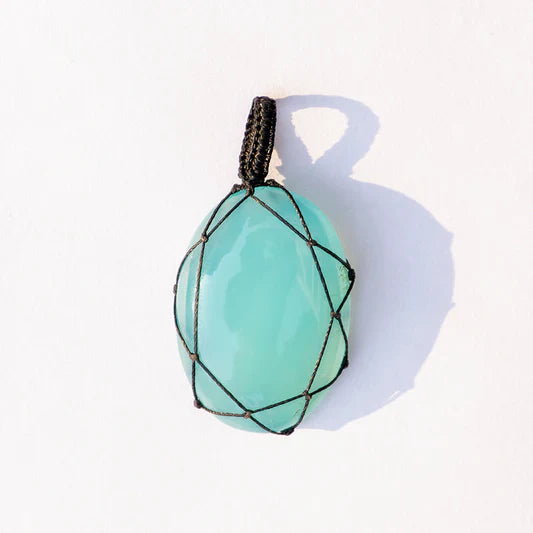 MantraMani® Aqua Onyx Crystal Crochet Pendant