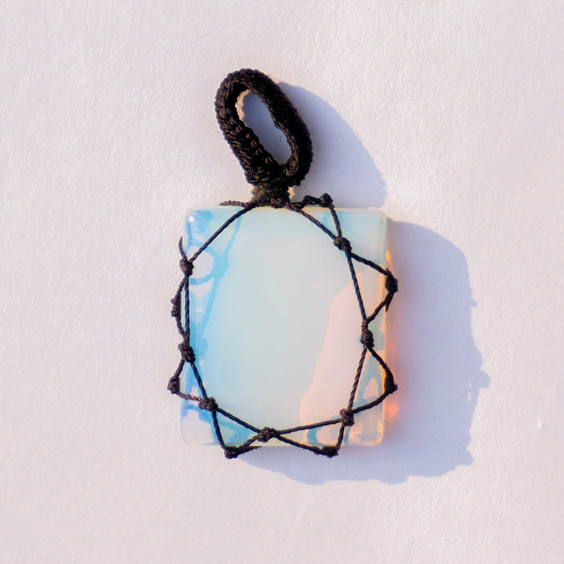 MantraMani® Opalite Crystal Crochet Pendant