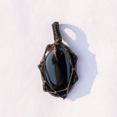 MantraMani® Black Onyx Crystal Crochet Pendant